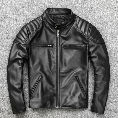 Chaqueta de Cuero Slim Fit con Cuello Mao para Hombre - Image 9