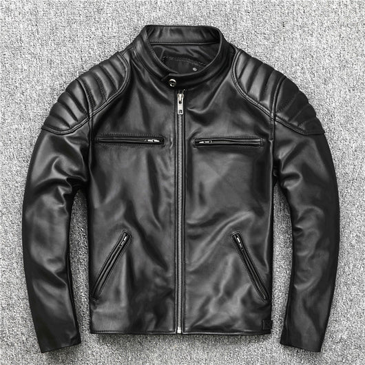 Chaqueta de Cuero Slim Fit con Cuello Mao para Hombre - Image 9