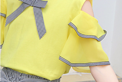 Conjunto Infantil Hombros Descubiertos - Blusa Corta y Short Moderno - Image 8