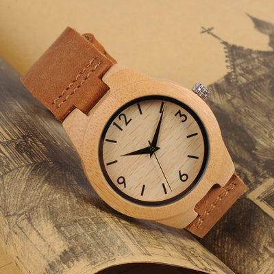 Reloj de Bambú con Cinturón de Cuero - Image 13