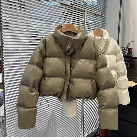 Chaqueta de Plumas de Pato Blanco con Cuello de Pie para Mujer - Image 6