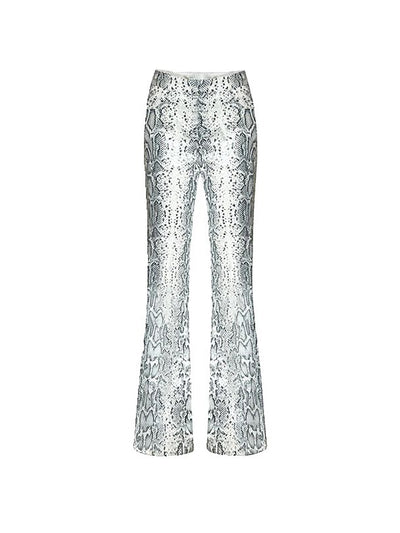 Pantalón Acampanado Cintura Baja con Estampado de Serpiente y Lentejuelas - Image 7