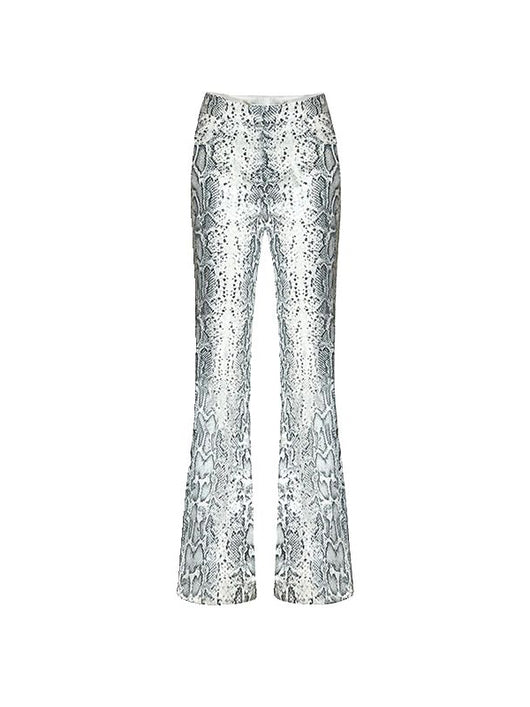 Pantalón Acampanado Cintura Baja con Estampado de Serpiente y Lentejuelas - Image 7