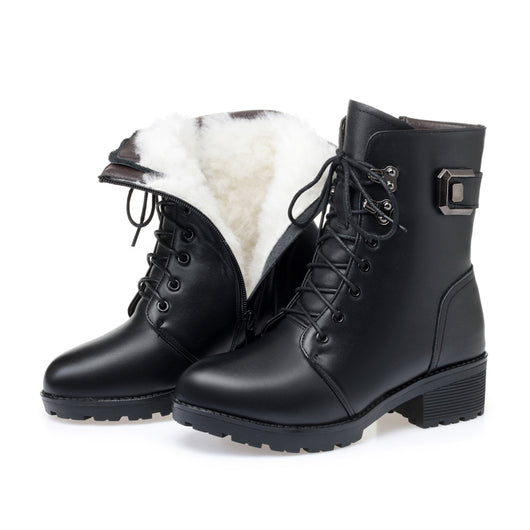 Botas Martin de Cuero para Mujer con Tacón Grueso, Plataforma y Suela Impermeable - Image 3