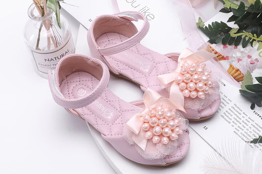 Sandalias Infantiles de Princesa con Punta Abierta, Flores de Perla y Suela Suave - Image 18