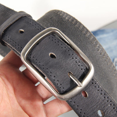 Cinturón de Cuero Vacuno Gastado Estilo Retro para Hombre - Image 7