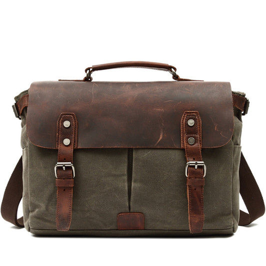 Bolsa para Laptop Vintage de Cuero y Lona para Hombre - Image 2