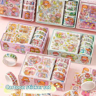 Set de Stickers Adhesivos Infantiles con Diseños Animados y Cinta Decorativa - Image 3