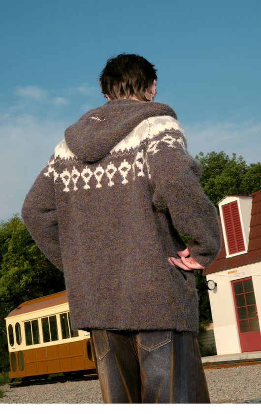 Cardigan Tejido con Capucha para Parejas - Suéter Grueso y Cálido - Image 16