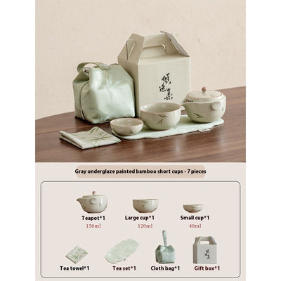 Juego de Té Portátil Bambú Pintado a Mano - Tetera y Taza Todo en Uno - Image 8