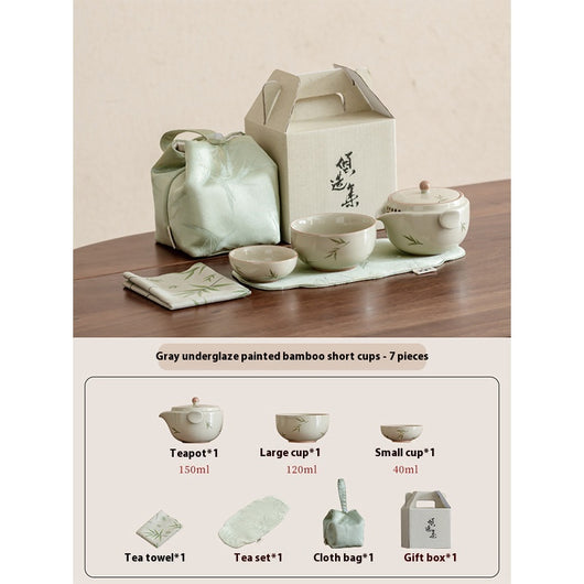 Juego de Té Portátil Bambú Pintado a Mano - Tetera y Taza Todo en Uno - Image 8