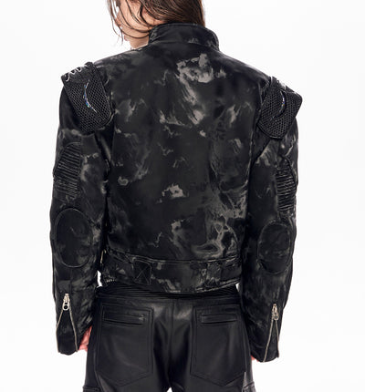 Chaqueta de Cuero Punk Negra para Motociclista - Image 8