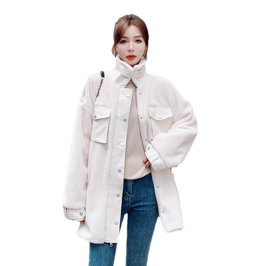Abrigo de Pelaje Blanco Suelto para Mujer - Diseño Elegante Todo en Uno - Image 8