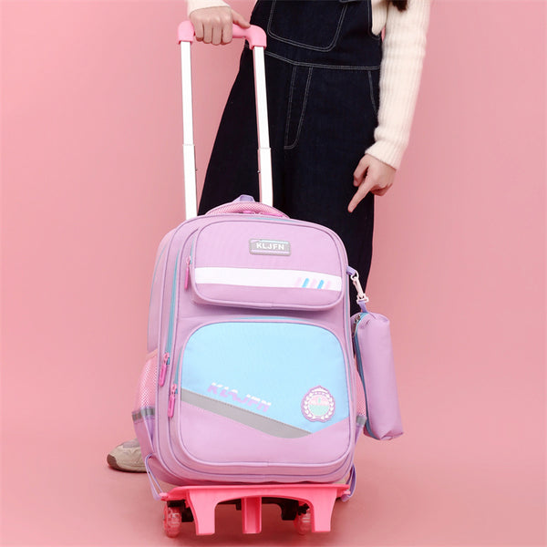 Mochila Escolar con Ruedas y Carrito Portátil Desmontable