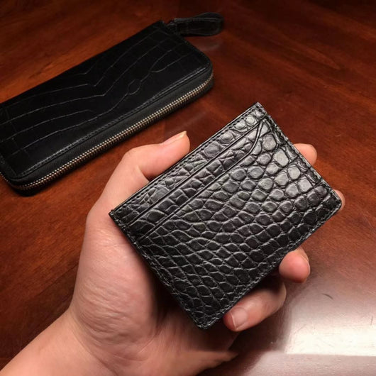 Billetera Hombre Cuero Genuino Patrón Cocodrilo Multi Tarjetas