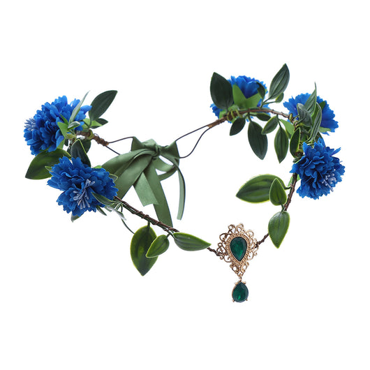 Diadema Floral Artesanal Estilo Mori con Hojas Verdes para Mujer - Image 2