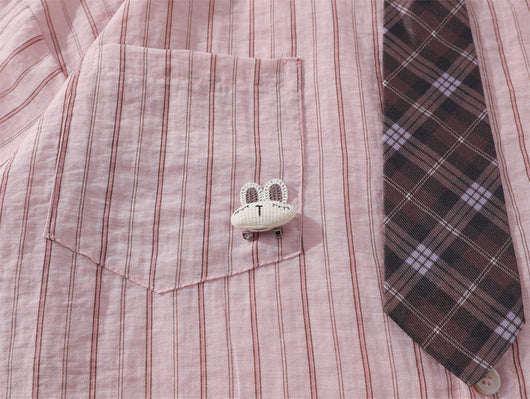 Camisa de Rayas Verticales Manga Corta para Hombre - Image 7
