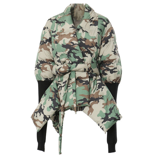 Chaqueta de Algodón Ajustada con Costuras de Camuflaje y Puños Tejidos - Image 13