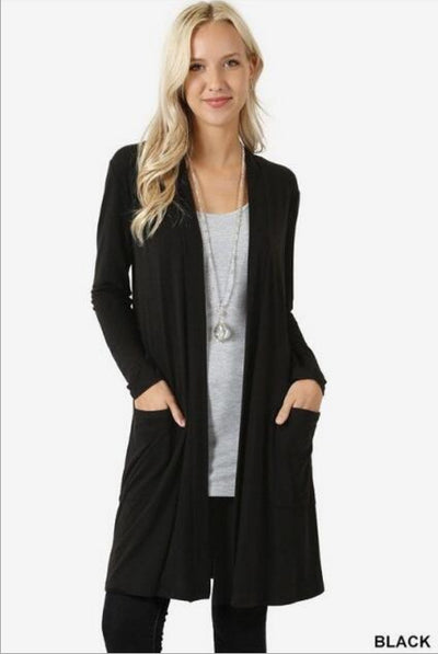 Cardigan Largo de Manga Larga Simple para Mujer - Image 6