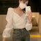 Blusa Elegante de Estilo Francés con Mangas Abullonadas