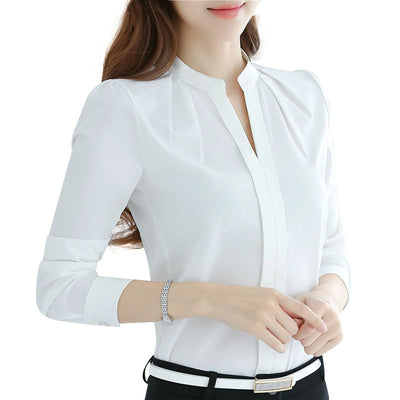 Blusa Elegante de Chifón con Escote V para Mujer Profesional - Image 5