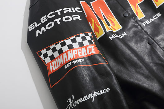 Chaqueta de Cuero PU para Motociclista con Costuras y Estampado - Image 13