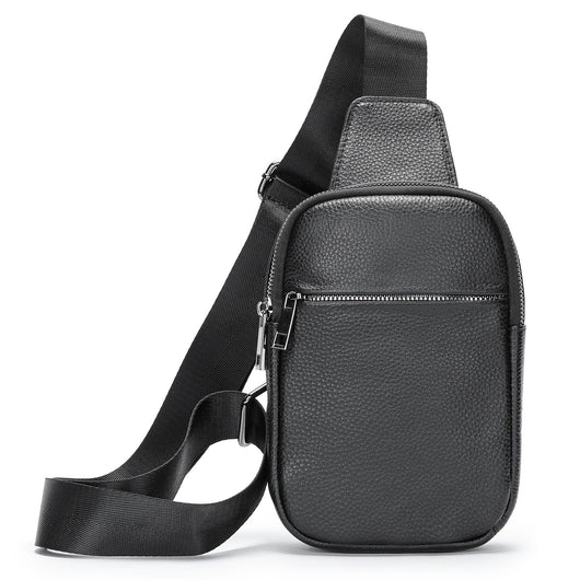 Bolsa de Pecho Crossbody de Cuero Genuino para Hombre - Funcional y Versátil - Image 4