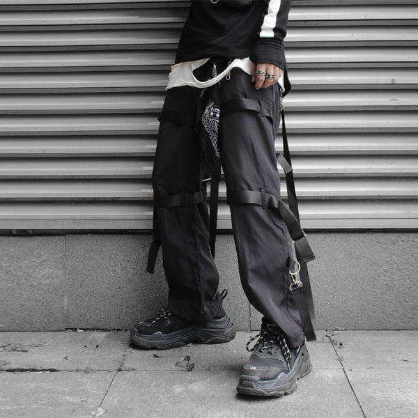 Pantalones Sueltos Hip-hop con Cierre de Webbing