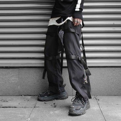 Pantalones Sueltos Hip-hop con Cierre de Webbing