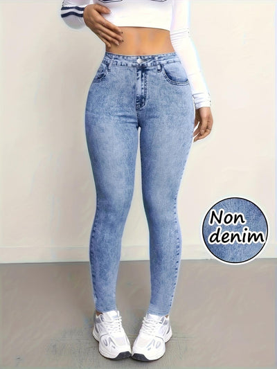 Leggings Deportivos Estampado Denim Falso - Image 7
