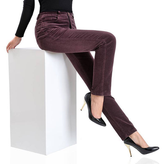 Pantalones Rectos de Pana Elásticos para Mujer - Image 20