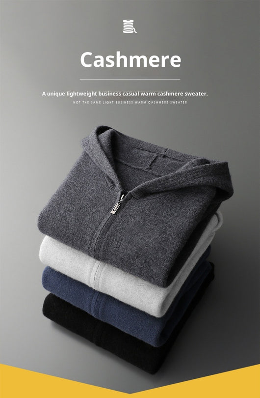 Cardigan Cashmere con Capucha para Hombre - Abrigo Casual Grueso con Cierre - Image 29