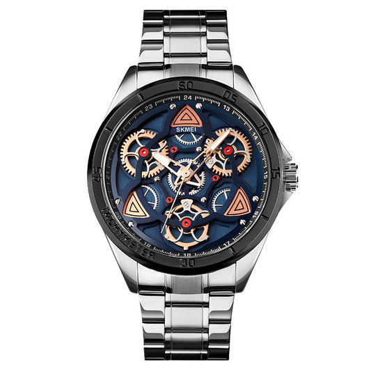 Reloj Mecánico de Pulsera de Acero con Engranajes Visibles