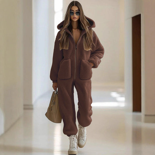 Jumpsuit Holgado de Felpa con Capucha y Bolsillos - Image 3