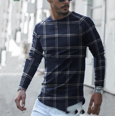 Camisa Hombre Cuello Redondo con Rayas en Dobladillo - Image 16