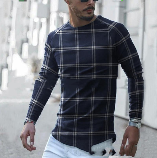 Camisa Hombre Cuello Redondo con Rayas en Dobladillo - Image 16