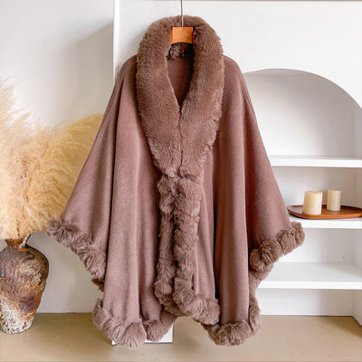 Capa Poncho Oversize con Cuello de Pelaje Irregular - Image 6