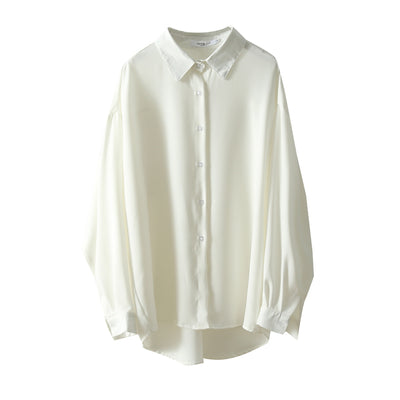 Blusa Suelta de Manga Larga Color Sólido con Drapeado Elegante - Image 10