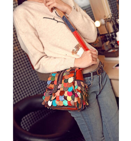 Bolso Mensajero de Cuero Genuino para Mujer - Piel de Oveja Premium