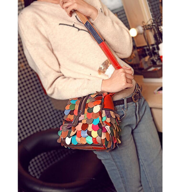 Bolso Mensajero de Cuero Genuino para Mujer - Piel de Oveja Premium