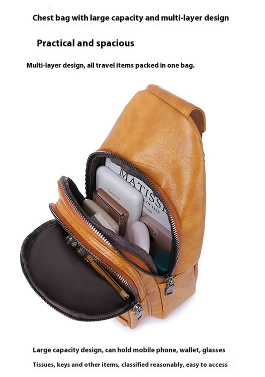 Bolso de Cuero PU Texturizado con Compartimento en el Pecho - Image 18