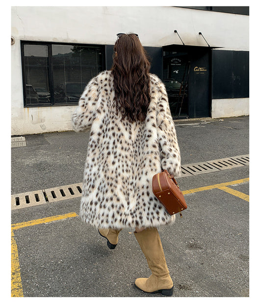 Abrigo de Piel Estampado Leopardo con Cuello de Piel para Mujer - Image 20