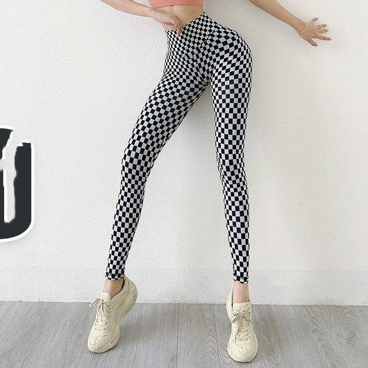 Pantalones de Yoga Tejido sin Costuras con Diseño Cuadros Melocotón - Image 15