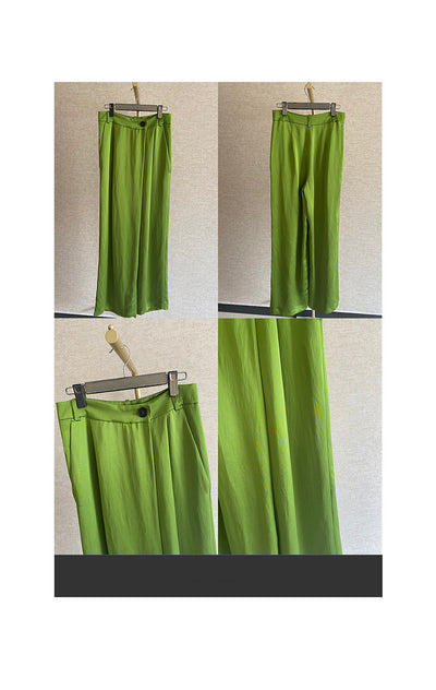 Traje Pantalón Premium Diseño Francés Verde Drapeado - Image 11