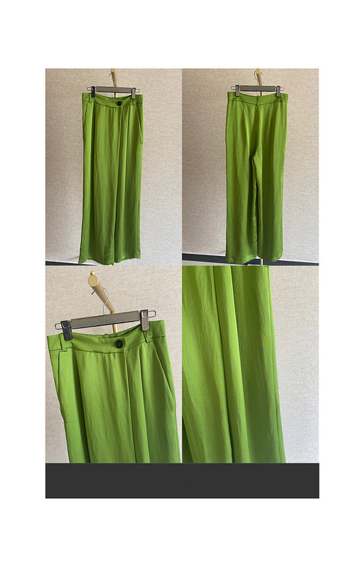 Traje Pantalón Premium Diseño Francés Verde Drapeado - Image 11