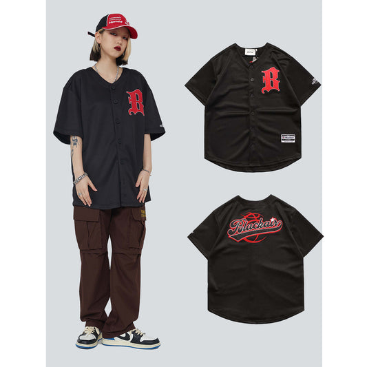 Camiseta Suelta Retro Street con Bordado de Letras