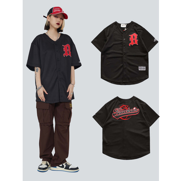 Camiseta Suelta Retro Street con Bordado de Letras