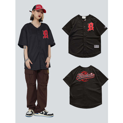 Camiseta Suelta Retro Street con Bordado de Letras