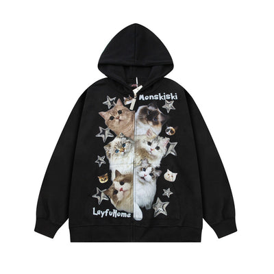 Sudadera Con Capucha Estampado Gato Divertido Unisex - Image 6