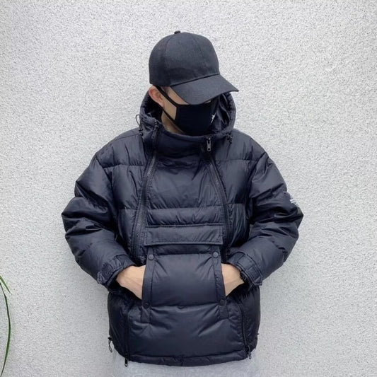 Chaqueta Acolchada para Hombre con Capucha y Cierre Diagonal - Abrigo de Invierno para Parejas